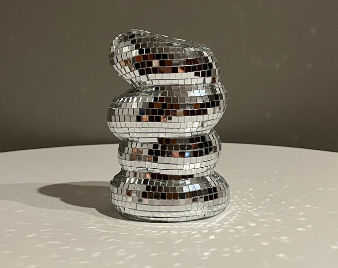 Disco Vase ~ Disco Mirror Tile Flower Vase ~ Fun Disco Ball Sculpture ~ Unique Funky Gift