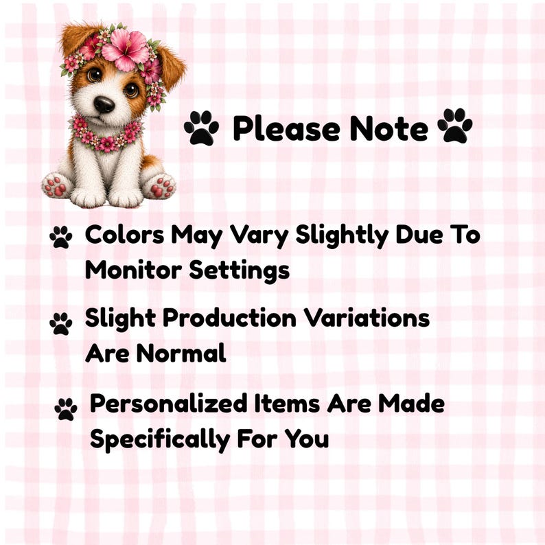 Important information for personalized mahjong mat including color variations, monitor differences, and custom order details.