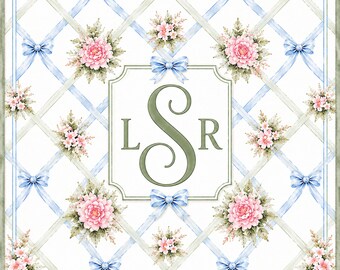 monogram mahjong mat, accessori gaming, personalized matting