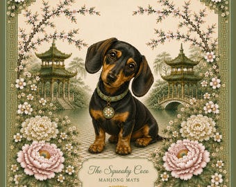 Dachshund Mahjong Mat, Doxie Mahjong Mat, Rolled Mahjong Mat with Storage Bag