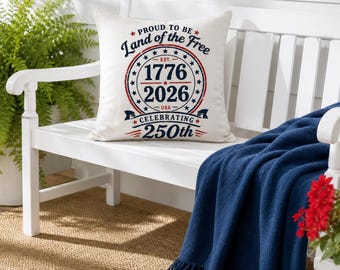 250th July 4th pillow, red white blue cushion, 1776-2026 throw