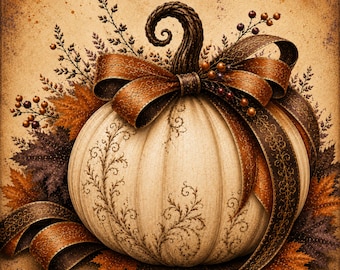 Elegant Ivory Pumpkin Mahjong, Autumn Table Cover
