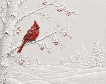 Mahjong Mat Embossed  Winter Cardinal Design Luxury Game Night Decor