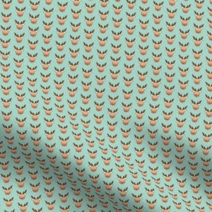 Reindeer Faces on Mint Fabric (Small Scale) - (By The Yard) - Spoonflower - Christmas / Holiday / Winter / Rudolph / Santa