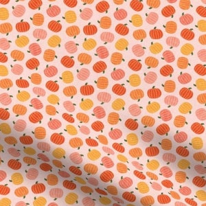 Pumpkin Toss on Peach Fabric (Small Scale) - (By The Yard) - Spoonflower - Fall / Autumn / Halloween / Harvest