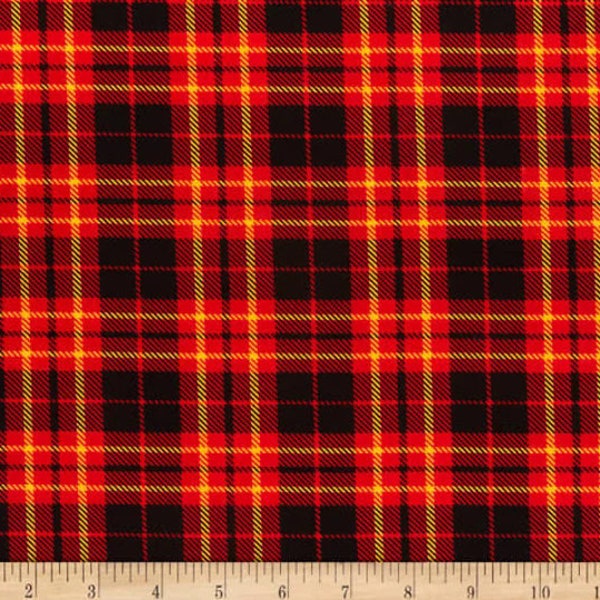 Red, Black & Yellow Plaid Fabric (By The Yard) - Windham / Whistler Dad Plaids Red Gabriel - 51865-1