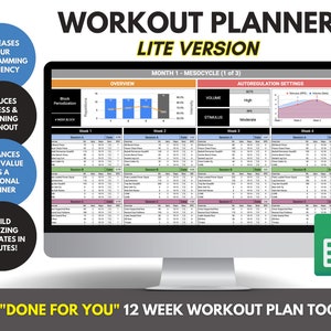 Workout Planner Template | Workout Program | Personal Trainer Exercise Program | Gym Training Plan | Periodization Template | 12 Week Plan