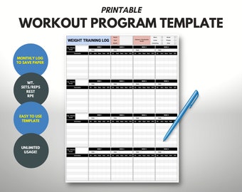 Szablon treningu osobistego: Monitor treningu, Planer fitness (PDF)