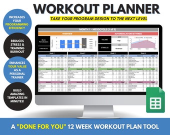 Workout Planner Template | Training Program | Personal Trainer Exercise Program | Gym Training Plan | Periodization Template | 5 Day Plan