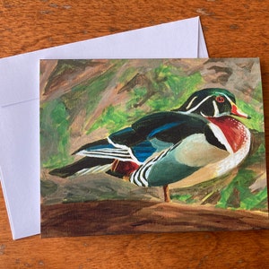 Carte d'art de canard en bois, carte de voeux vierge pour les amateurs d'oiseaux