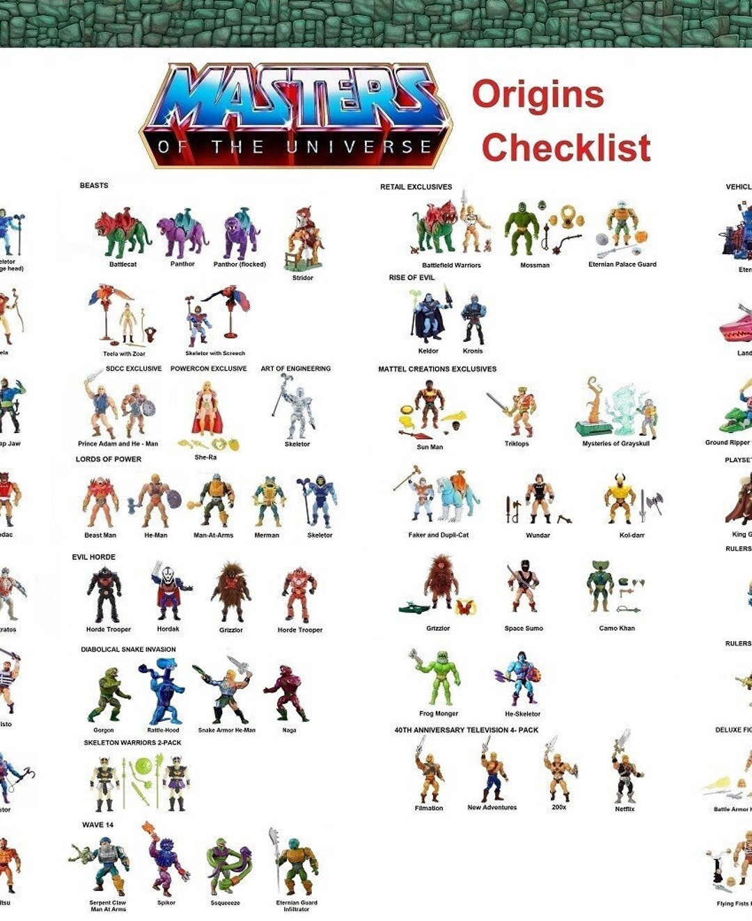 Masters of the Universe Origins Checklist Digital Etsy