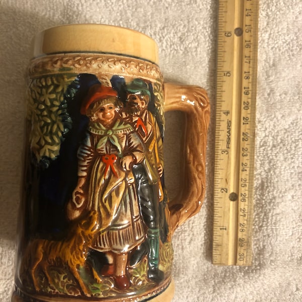 TWO vintage 1960's Enesco beer mug steins, German themed