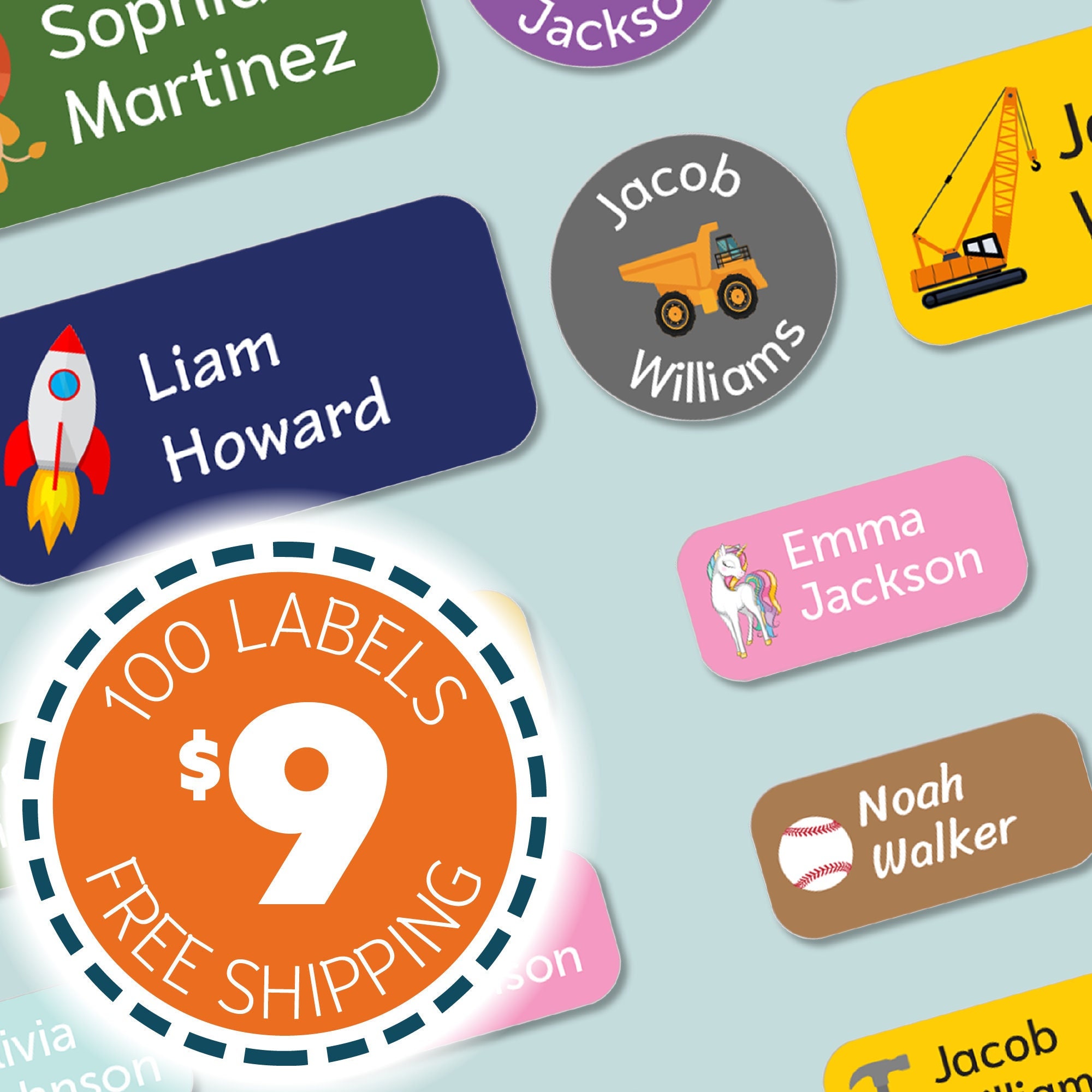 100 Personalized Daycare Name Labels for Clothing Tags, Water Bottles,  Lunch Boxes and More 