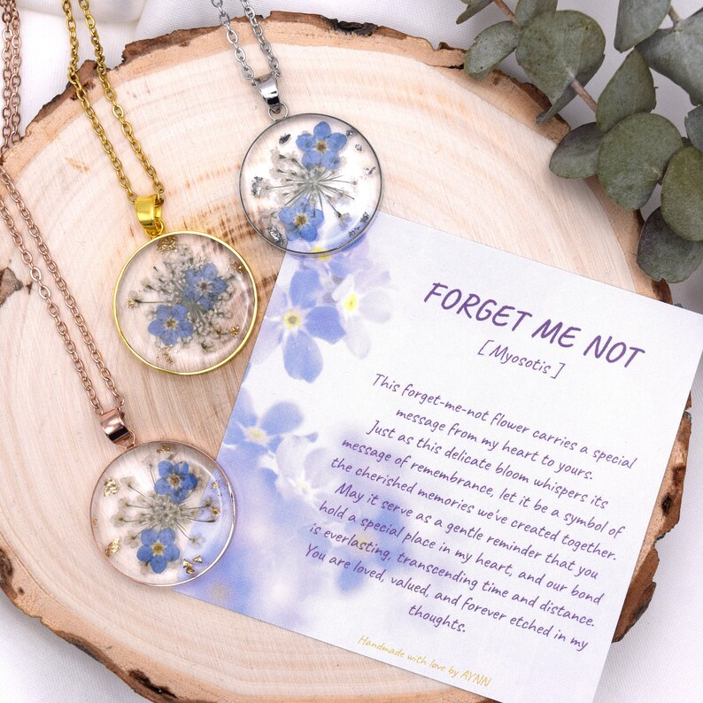 AYNN Handmade Dried Flower Pendant Stainless Steel