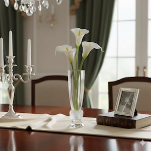 RCR Italy Crystal Frosted Rose Solifleur Elegant Italian Glass Bud Vase Wedding Anniversary Gift