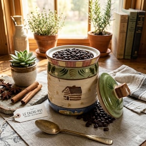 Timberland Bella Canister, Medium Ceramic Jar, Rustic Kitchen Storage, Pottery Crock