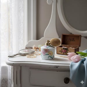 Vintage Japanese Porcelain Perfume Atomizer: Pastel Floral Decor