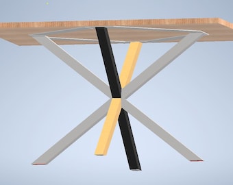 Table industriel bois et fer Meuble Vintage. Plan de fabrication table avec piétement Mikado en métal à faire soi-même. DIY Table araignée.