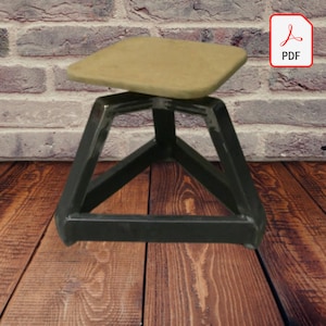 Industrial style metal stool. Manufacturing plan. Industrial style decoration to do yourself. DIY handmade design. Vintage tripod