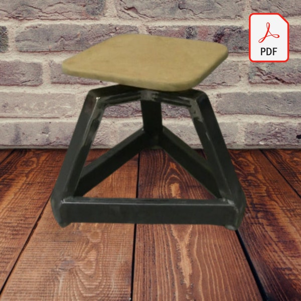 Industrial style metal stool. Production plan. Industrial style decoration to do yourself. DIY handmade design. Vintage tripod