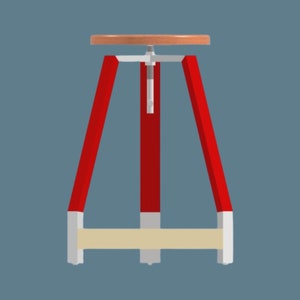 Industrial style metal bar stool. Manufacturing plan. Industrial decoration. DIY to do it yourself. Coffee counter stool