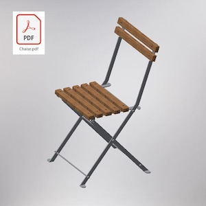 Peut inclure: Une chaise pliante avec une assise et un dossier en bois. La chaise est en métal et a un design simple et classique.