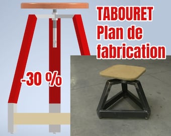 Tabouret de bar en métal de style industriel et tabouret bas réglable. Plan de fabrication. Décoration industrielle. DIY  à faire soi-même.