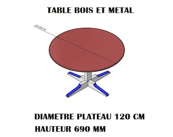 Table ronde ou rectangulaire avec piètement métal central de style industriel Meuble industriel Plan de fabrication d'une table original DIY