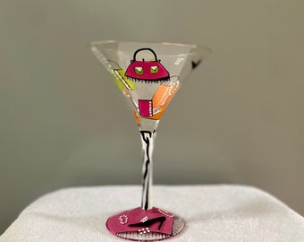 Lolita Love My Martini Hand Painted Martini Glass - "Shopaholic"