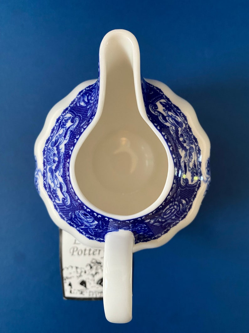 Vintage London Pottery Creamer Pitcher, Blue Flowers on White Etsy