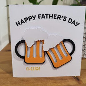 Tarjeta del día del padre de cerveza 3D hecha a mano, diseño simplista