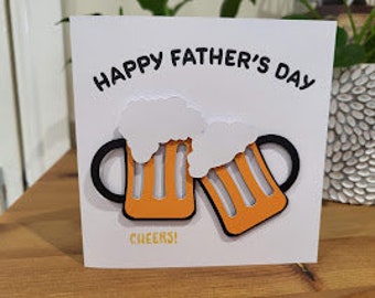 Handmade 3D Beer Father's Day Card, Simplistic Design