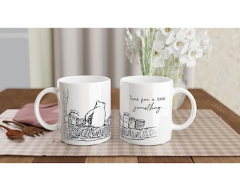 Tazza Winnie the Pooh - 11oz Design bianco e nero, Hunny Pots e Winnie su un ramo, regalo carino per i fan Disney, articoli per la casa da collezione