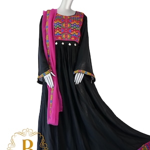 Afghani clothes tribal Maxi cotton Dress Traditional Afghani modest Dress Afghan Kuchi Dress, Gande Afghani dress eid 2pc