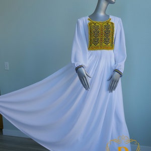 Afghani dress White Maxi Dress, Traditional Afghani Dress, Afghan Kuchi Dress, summer Afghani dress, Afghan women&#39;s clothes Eid Modest Dress