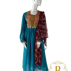 Tribal Afghan clothing afghani clothes kuchi  dress gand afghani Afghan clothes for women Eid outfit modest dress gift for muslim girl S/M