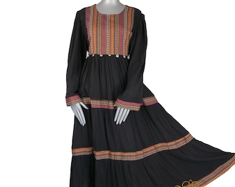 Afghani dress black color Maxi cotton Dress, Traditional Afghani Dress, Afghan traditional Kuchi Dress, modest dress, Eid outfit