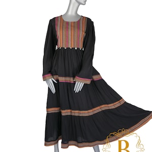 Afghani dress black color Maxi cotton Dress, Traditional Afghani Dress, Afghan traditional Kuchi Dress, modest dress, Eid outfit