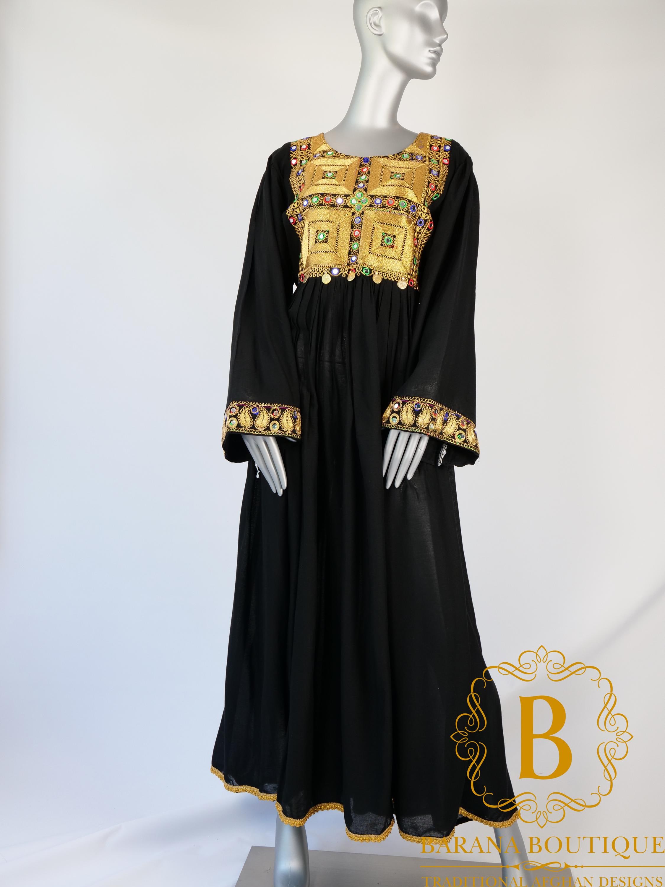 afghan dress black silver and black dress Title: Classic Black Afghan Dress with Silver Trim & Scarf-parroquiadesanalbertomagno.com
