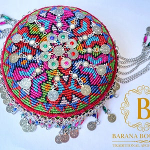 Handmade afghani hat perfect for Eid afghan women’s cap headpiece