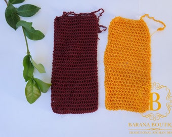 Persian Mitten Washcloth and exfoliator (Leef) Set of 2 Afghan handmade loofah Afghani leef hand crochet (pack of 2) Multiple Colors