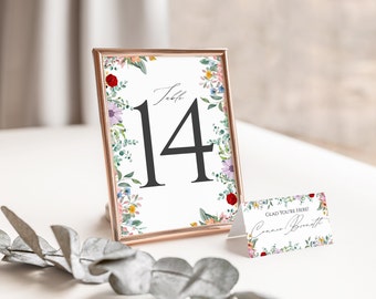 Wedding Table Numbers Printable | Floral Table Number | Instant Download Seating Chart | Printable Template | Printable Seating Plan GB006