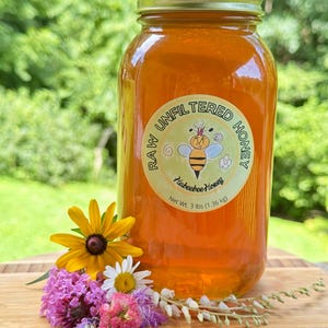 3 lbs Raw Unfiltered Honey, Wildflower honey, Net Wt. 3 lbs, 2025 harvest