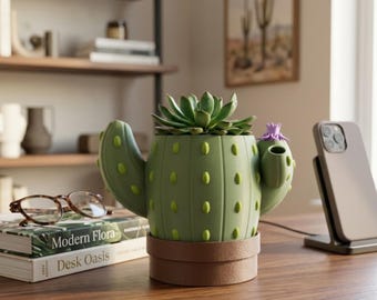 Self Watering Cactus Planter, Succulent Pot with Water Reservoir, Cute Cactus Plant Pot, Desk Plant Gift, Boho Home Decor Planter