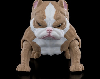 Articulated American Bully Dog Toy – Poseable Bully Figurine with Movable Joints, Fidget Desk Pet Gift for Dog Lovers, Collectors & Kids