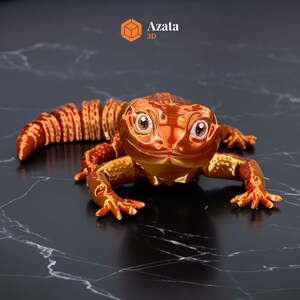 Leopard Gecko Articulated Reptile Toy, 3D printed Leopard Gecko with painted eyes, fidget Toy