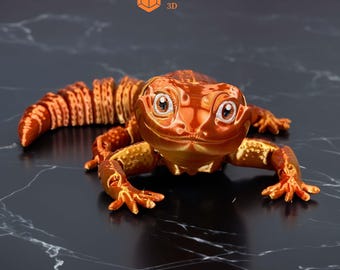 Juguete articulado de reptil gecko leopardo, gecko leopardo impreso en 3D con ojos pintados, juguete antiestrés