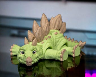 Articulated Stegosaurus 4.5 inch Dinosaur | Dragon with Movable Bones for Kids & Adults | Dino Fidget Toys Decor for Stress Relief and ADHD