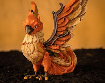 Articulated Fire Phoenix Griffin Figurine - 3D Printed Cute Mythical Toy, Fantasy Desk Decor Gift for Kids, Gamers & Collectors