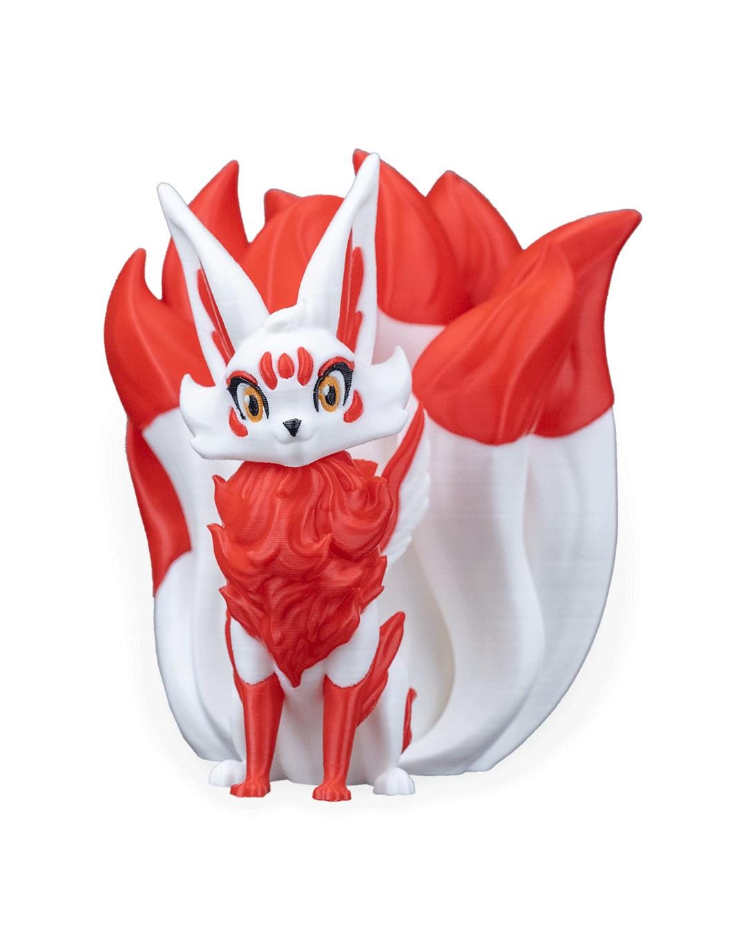 Articulated Nine-tailed Kitsune Figurine - 3D Printed Cute